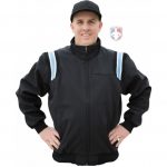 Black umpire jacket with powder blue gusset