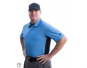 MLB blue ump shirt with black sidepanel