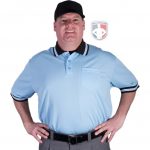 Pro knit powder blue umpire shirt with black collar