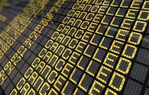 Cancelled airport sign