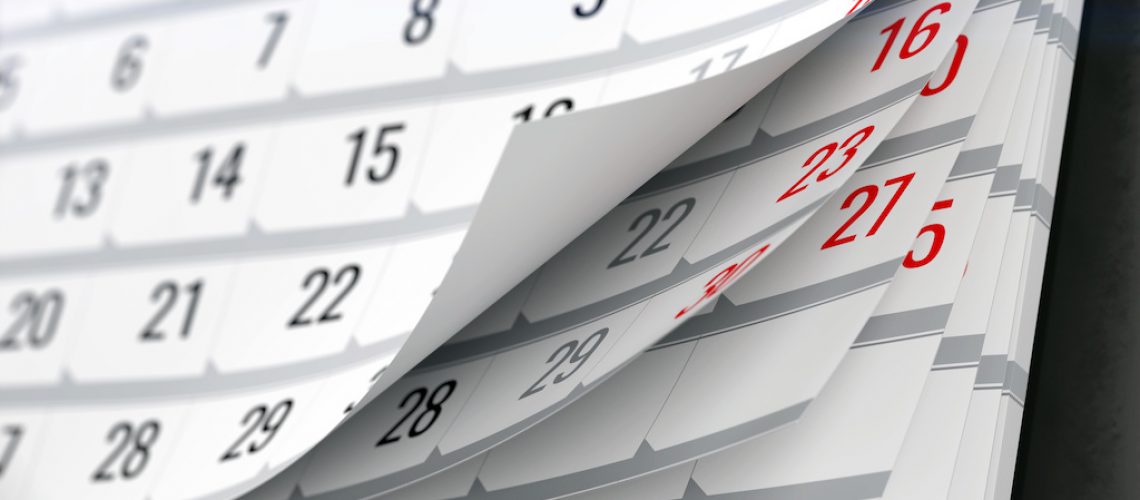 Concept of calendar, reminder, organizing - 3d illustration of calendar