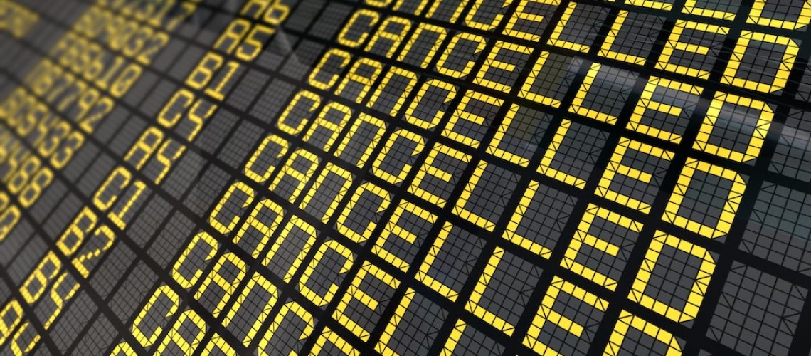 Cancelled airport sign